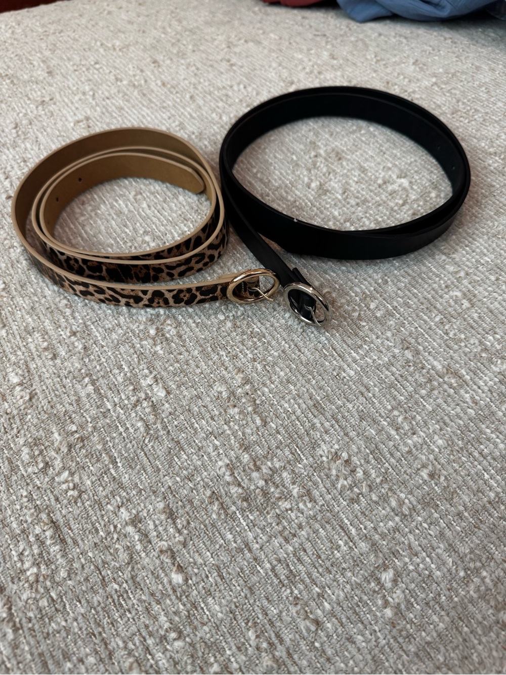 Target Women's Slim Black Belt and Leopard Print Belt - Set of 2